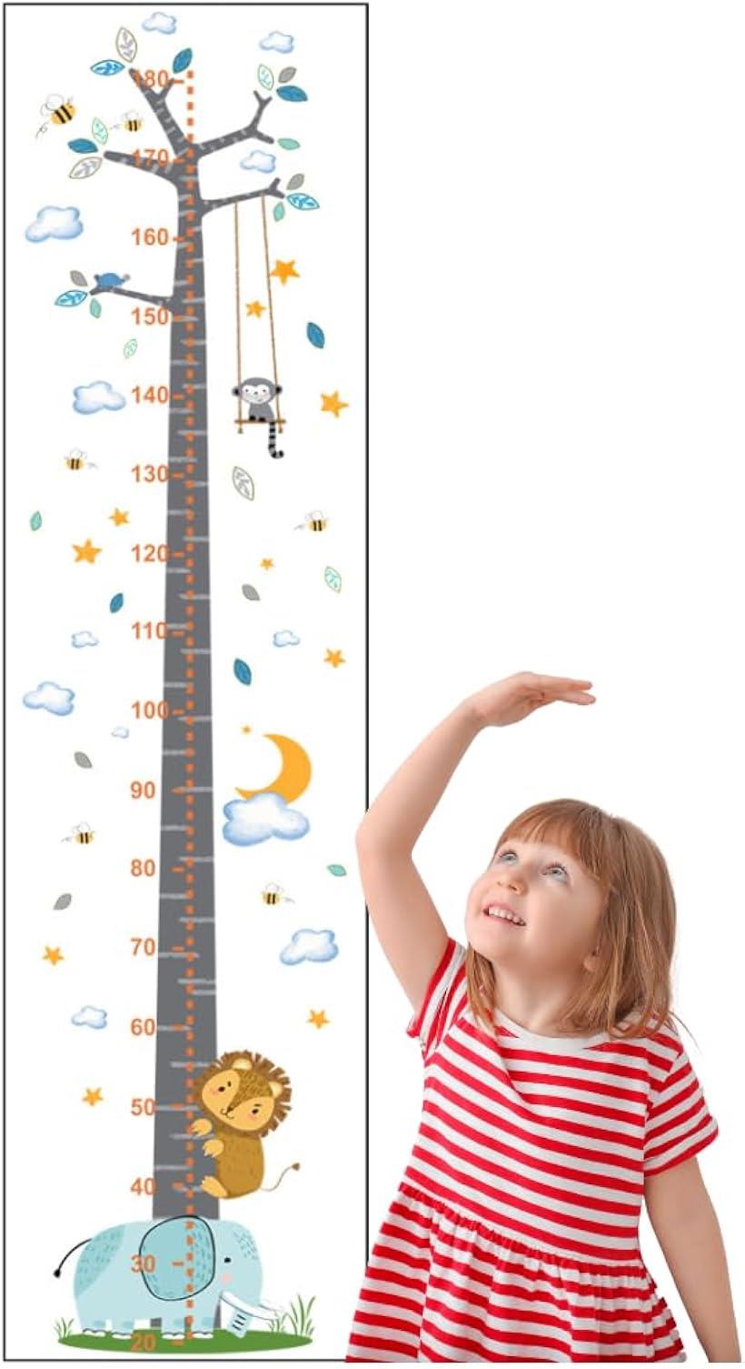 身長計 ぞう＆ライオン ウォールステッカー 壁掛け 貼ってはがせる シンプル 成長 DIY 子供部屋