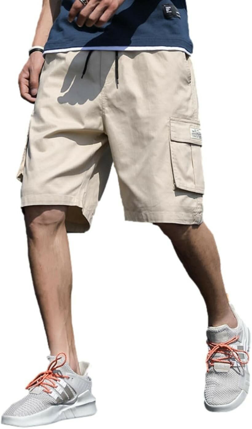 樂天商城 - カーゴパンツ 快適 ショートパンツ メンズ ハーフパンツ 半ズボン ウエストゴム スポーツ シンプル 5分丈 ボトムス おしゃれ (ベージュ, XL)