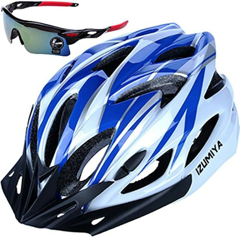 Other - 自転車 ヘルメット ロードバイク クロスバイク サイクリング 大人 超軽量 高剛性 大人用 サングラス セット ホワイトxブルー (06.ホワイトxブルー, フリー)