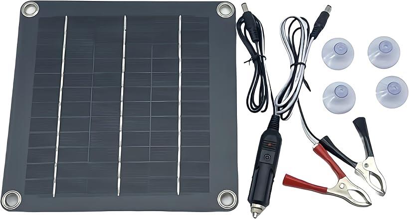 bubulu ソーラーチャージャー 12V 10W 太陽光 バッテリー充電 バッテリー上がり防止 車