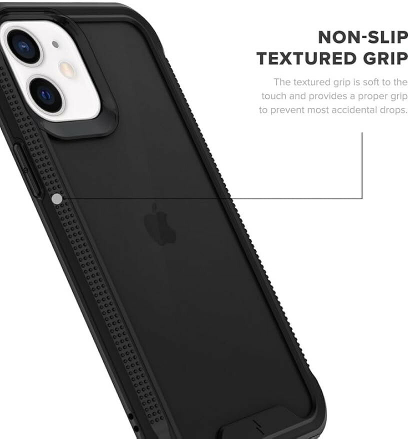 iPhone 12 / Pro 6.1インチ ケース カバー 耐衝撃 衝撃吸収 米軍MIL規格 x ブラック / スモーク iPhone 12 Pro / iPhone 12