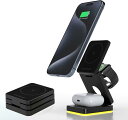 ワイヤレス充電器 3in1 急速充電 マグネット式 iPhone/AirPods/Apple Watch 対応 3台同時 充電スタンド 折りたたみ式 軽量 コン...