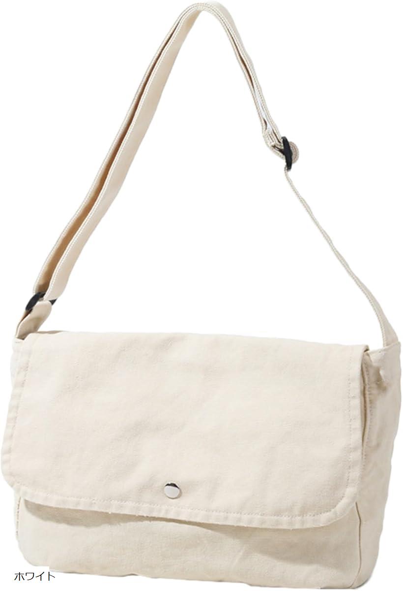 多目的 ショルダー バッグ 大容量 無地 スクールバッグ レジャーバッグ メッセンジャー カジュアル トート カーキグリーン ブラック ブラウン ホワイト(4.0)