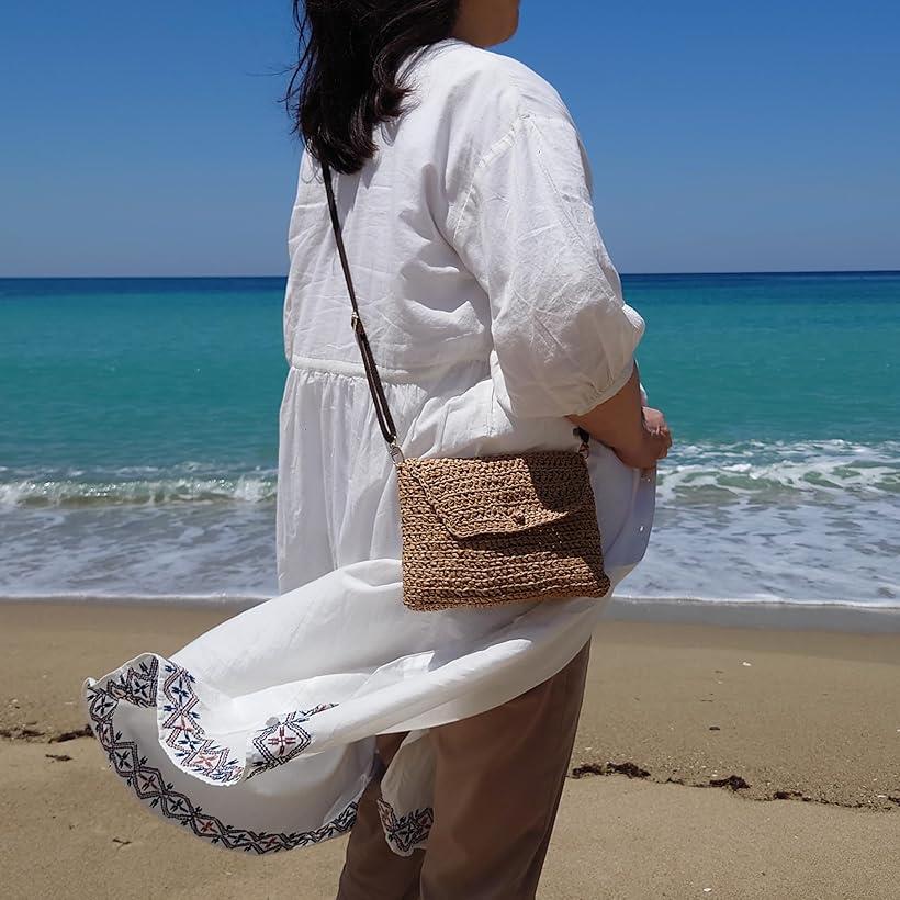 ラフィアヤーン 2個 ショルダーベルト付き 編み糸 ベーシックカラー ブラウン グレー ベージュ ブラック グレージュ ライトブラウン