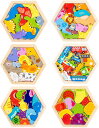 木製パズル 動物 乗り物 くだもの はめ込み 型 知恵 型合わせ 6個セット