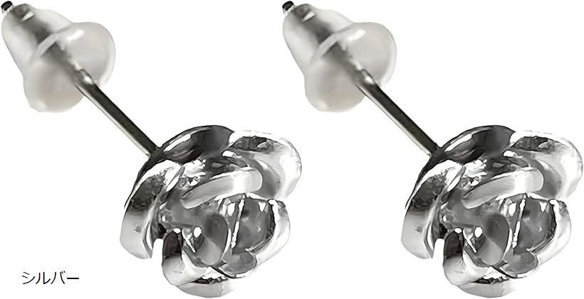 ローズ 薔薇ピアス 両耳用 2個セット スタッド メンズ レディース ステンレス アクセサリー ピンク レッド ブルー 濃いパープル イエロー パープル シルバー