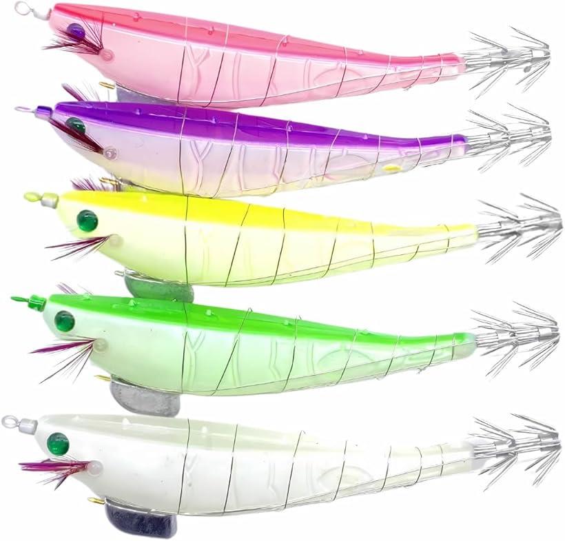 エサ 巻き 夜光 エギ 5本 セット エギング テーラー ルアー 餌木 仕掛け イカ タコ 釣り 2.5号5色セット