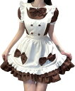 バレンタイン コスプレ ブラウン リボン メイド服 カチューシャ付き チョコレート ドレス