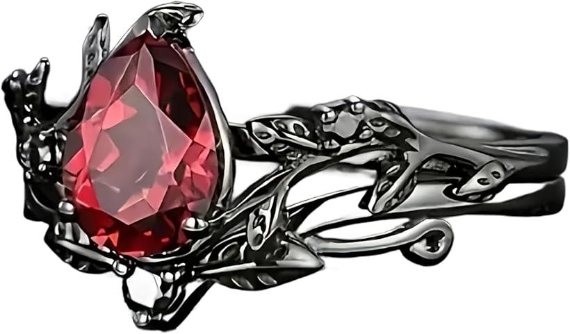 薔薇 茎 リング 指輪 赤 ジュエリー レッドローズ ゴスロリ 量産型 地雷系 かわいい