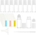 10本30ml ガラスローラーボトル 透明 ロールオンボトル 詰め替え可能 エッセンシャルオイルボトル 香水 精油 アロマ保存容器 小分け用 ボトルオープナー・スポイト・漏斗・ステッカー付き