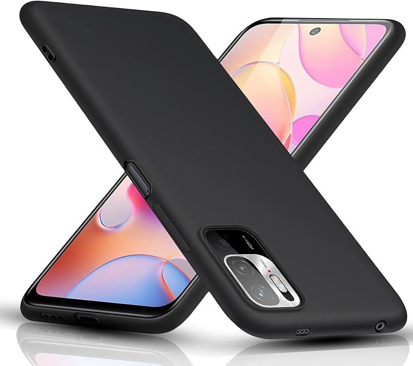Redmi Note 10 JE ケース ブラック 10T/XIG02 対応 用の保護ケース TPU シリコン 耐衝撃 磨り表面 指紋防止 軽量 薄型 ストラップホール付き カバー