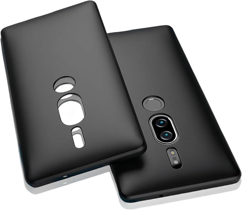 Xperia XZ2 Premium SO-04K/SOV38 ケース ブラック 用の保護ケース TPU シリコン 耐衝撃 磨り表面 指紋防止 軽量 薄型 ストラップホール付き カバー