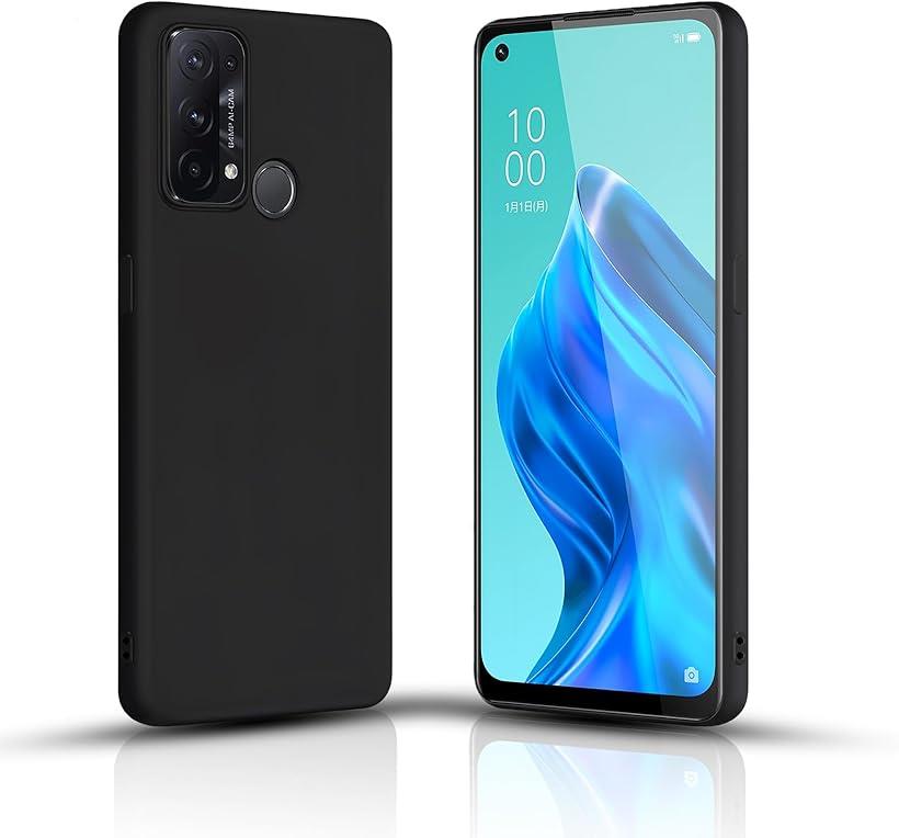 OPPO Reno5 A ケース ブラック 用の保護ケース TPU シリコン 耐衝撃 磨り表面 指紋防止 軽量 薄型 ストラップホール付き カバー