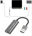 互換品 USB-A HDMI キャプチャー HD1080P 60Hz 録画/4K パススルー機能 ゲーム録画/ライブ配信/ビデオキャプチャー 電源不要 小型軽量・低遅延 USB変換 OBS対応 日本語説明書付