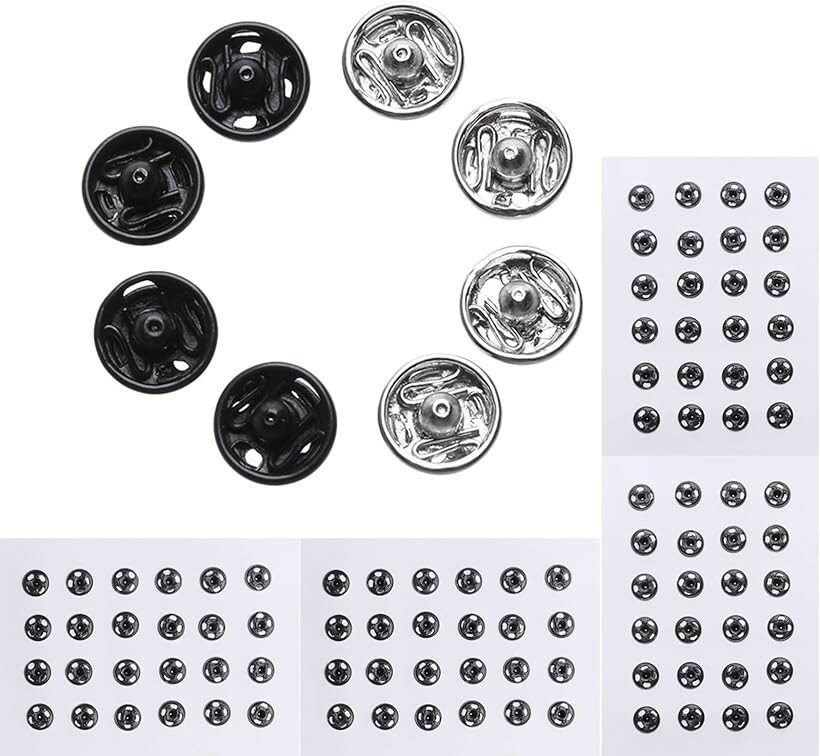 スナップ ボタン 6mm ミニスナップ 手芸 ドール服 ドールメイキング ハンドメイド パーツ 96組 シルバー (シルバー)