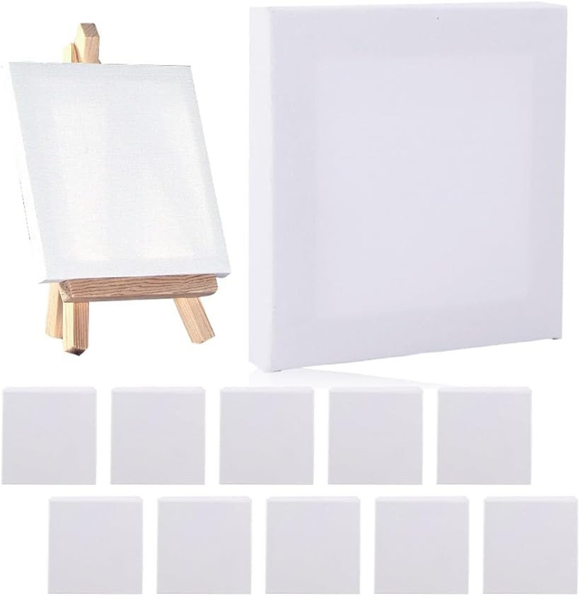 アウプル キャンバス キャンバスボード ミニキャンバス 正方形 画材 絵画 水彩画 油絵 10cmx10cm 12個 ..