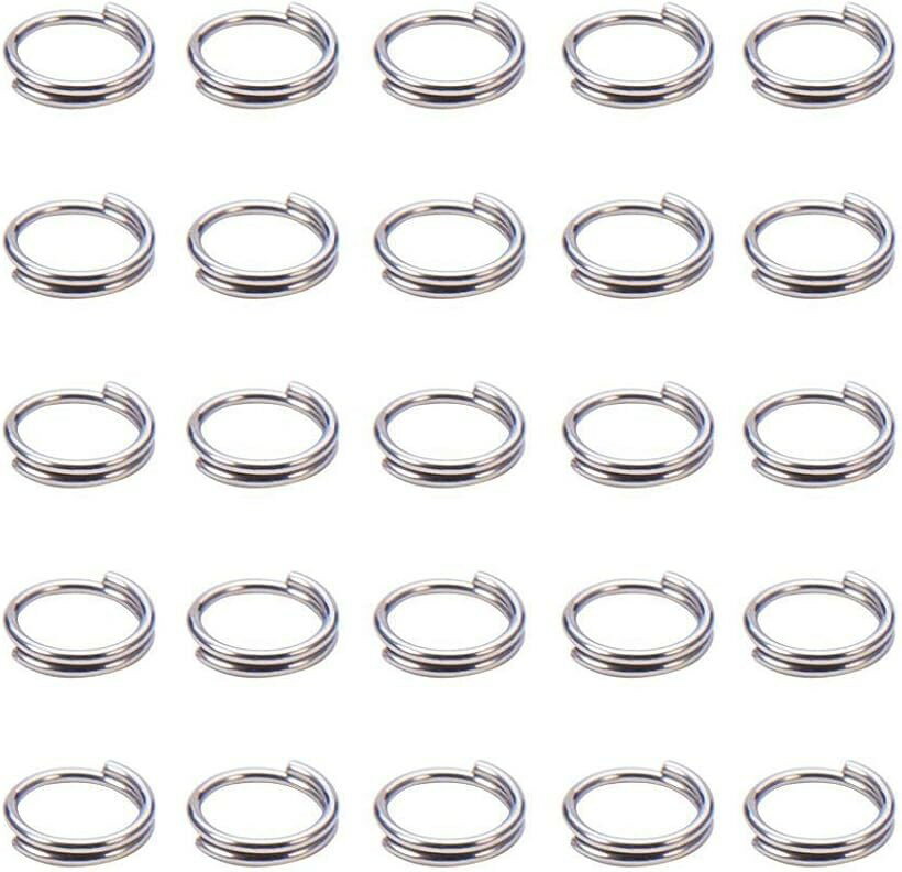 PandaHall マルカン ステンレス 二重 丸カン リング 金具 アクセサリーパーツ ジュエリー用 DIY用 クラフト用品 ハンドメイド (6mmx1.2mm厚)