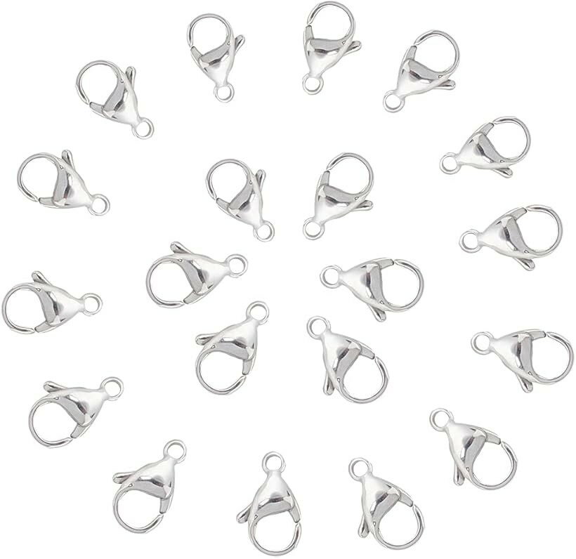 20個 304 ステンレス カニカン 15x9x4mm 金属 ロブスター クラスプ 留め具 エンドパーツ 接続金具 ジュエリー用 DIY用 (ステンレス スチール-4, 15x9x4mm)