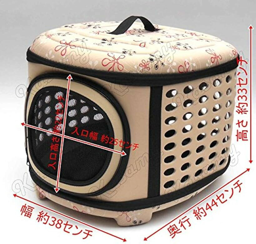ペットキャリーバッグ 折りたたみ ケース 犬 猫 小動物 用 L ベージュ (22. L ベー...