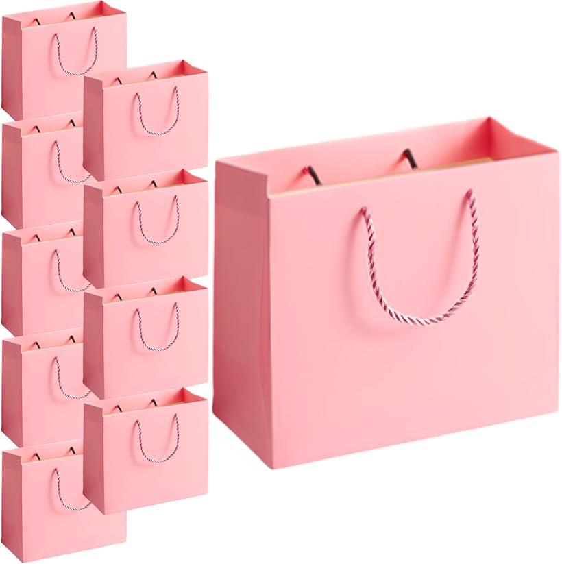 ギフトバッグ ラッピング用紙袋 手提げ 厚手 横型 10点セット プレゼント包装 紙製ショッパー 記念品 ノベルティ 販促用品 手提げ袋 贈答用 収納袋 イベント用