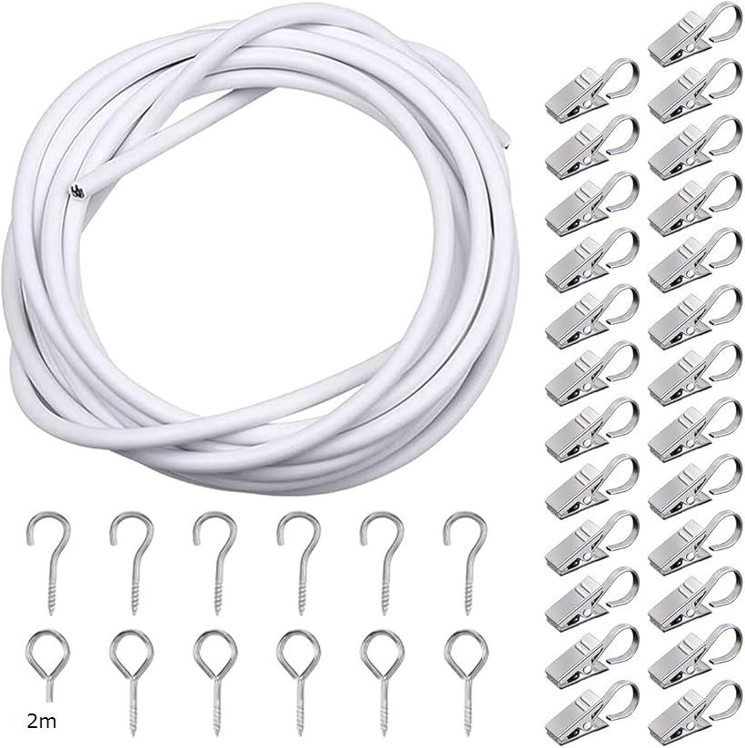 カーテンレール クリップ ワイヤーロープ 吊り下げ 2m