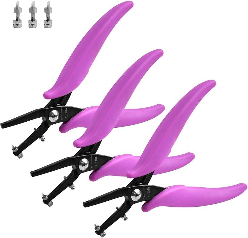 1.5mm 穴あけパンチ 穴開けパンチ 金属ホールプライヤー 予備ピン付き 交換ピン 穴開け工具 アクセサリ..