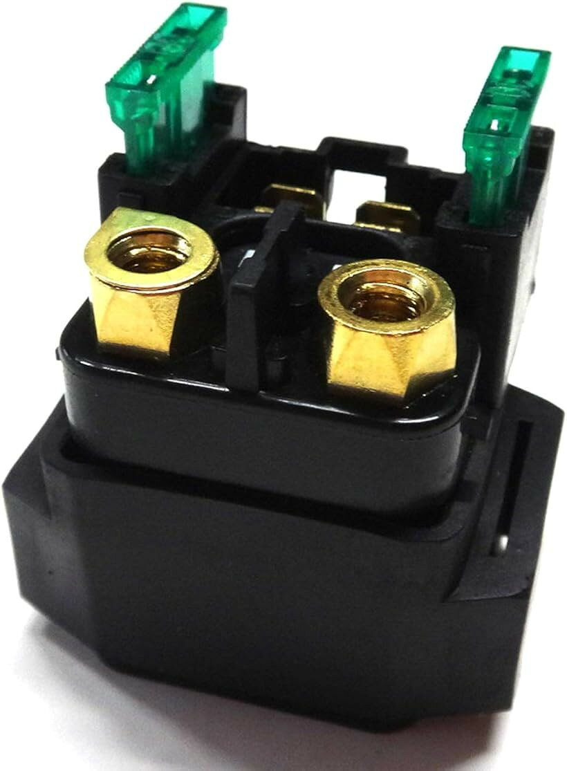 バリエーションコード : 2bf9hc2cwj商品コード2bfu0kl7kh商品名互換品 汎用 バイク スターターリレー 12V セル モーター マグネット スイッチ YAMAHAブランド共栄製作所カラーYAMAHA・マジェスティ 250 ドラッグスター 250 セロー 250 等に。スターターリレーには大きな電流が流れる為に比較的良く壊れる部品です。・始動スイッチを押しても「カチカチ」と音がせずセルモーターが回らない場合、スターターリレーの導通不良が考えられます。・スターターリレーの「カチ・カチ 」という作動音がしている場合、セルモーターの駆動系部分の不具合、又はスターターリレーの接点の不良が考えられます。・壊れていなくても、突然の故障時に予備として手元にあると安心です。スペアフューズ1個付き。定格電圧、電流 ：12V 3A ＊B端子とM端子に極性は御座いませんので、どちらに バッテリー の+を接続しても正常に動作致します。＊・「対応車種」Yamaha ALL-TERRAIN VEHICLE (ATV) BEAR TRACKER YFM250 BIG BEAR 250 YFM250 BRUIN 250 YFM250 BRUIN YFM350 350 FJR13 FJR1300 FJR13 FJR-1300 FZ600 FZ6 FZS1000 FZ1 FZ-1S FZS6 FZ6 600 GRIZZLY 350 YFM350 GRIZZLY 400 YFM400 GRIZZLY 450 YFM450 GRIZZLY 660 YFM660 GTS1000 KODIAK 400 YFM400 KODIAK YFM450 MM600 MOUNTAIN MAX 600 MM700 MOUNTAIN MAX 700 RAPTOR 125 YFM125R RAPTOR 350 YFM350 RAPTOR 660 等 、幅広い車種に使用が可能です。現車を良くご覧になってお選び下さい。予告なく仕様の変更 となる場合が御座います。※ 他ネットショップでも併売しているため、ご注文後に在庫切れとなる場合があります。予めご了承ください。※ 品薄または希少等の理由により、参考価格よりも高い価格で販売されている場合があります。ご注文の際には必ず販売価格をご確認ください。※ 沖縄県、離島または一部地域の場合、別途送料の負担をお願いする場合があります。予めご了承ください。※ お使いのモニタにより写真の色が実際の商品の色と異なる場合や、イメージに差異が生じることがあります。予めご了承ください。※ 商品の詳細（カラー・数量・サイズ 等）については、ページ内の商品説明をご確認のうえ、ご注文ください。※ モバイル版・スマホ版ページでは、お使いの端末によっては一部の情報が表示されないことがあります。すべての記載情報をご確認するには、PC版ページをご覧ください。「対応車種」YamahaALL-TERRAINVEHICLE(ATV)BEARTRACKERYFM2501999BIGBEAR250YFM2502007-2009BRUIN250YFM2502006BRUINYFM3503502004-2006FJR132006-2007FJR1300FJR13FJR-13002003-2005FZ600FZ62004FZS1000FZ1FZ-1S2001-2005FZS6FZ66002006-2008GRIZZLY350YFM3502007-2009GRIZZLY400YFM4002007-2008GRIZZLY450YFM4502007-2009GRIZZLY660YFM6602002-2008GTS10001993-1994KODIAK400YFM4002000-2006KODIAKYFM4502003-2006MM600MOUNTAINMAX6002001-2002MM700MOUNTAINMAX7002001-2003RAPTOR125YFM125R2011-2012RAPTOR350YFM3502006-2009RAPTOR660YFM6602001-2005RAPTOR700YFM7002006-2012RHINOYXR4504502006RS90VECTOR/MOUNTAINER2005-2009SNOWMOBILEMM700MOUNTAINMAX7002001-2003SNOWMOBILERSVIKING2008-2010SNOWMOBILERSVIKING2008-2010SNOWMOBILERSG90LRAGE2005-2007SNOWMOBILERST90VENTURE2006-2010SNOWMOBILERXWARRIOR2004-2005SNOWMOBILERX-12003-2005SNOWMOBILESX6002001-2004＊必ずお読み下さい＊作業の際にはショートによる故障や火災の恐れがあるのでマイナス（-）アースをバッテリーより外してから交換作業をお願い致します。交換は自己責任に置いてお願い致します。知識の少ない方、自信の無い方は専門店にて交換をお願い致します。＊＊＊サーキットテスターによる点検方法＊＊＊セルモーターはコイルに電気を流して回るのでコイルの抵抗値があります。その抵抗値が∞だったり0だったりすると動きません。∞なら断線、0ならショートが疑えます。リレーは電磁石でスイッチを開閉する装置です。よって一次側に電気を流すと電磁石が動き、二次側のスイッチの鉄片が動いてONとなります。なのでリレーをON/OFFして「カチカチ」言うのは、その電磁石が動いてスイッチ部が動いている音です。テスターで測るのはその一次側の電磁石の抵抗値と二次側の導通。電磁石はコイルなので抵抗値があります。抵抗値が∞なら断線が疑われ0ならショートしています。二次側は電磁石が動作していないときには∞で、動作したら0です。それ以外の場合リレーの内部接点が疑われます。セルモーターは電気を機械的な動きに変換して回るので機械的に回らないと回りません。具体的には軸受メタルが焼き付いていると回らない等。また電気を流す為のブラシ部分の劣化や破損などの場合も動作しません。セルモーターは電気的に故障していないかを見て、焼き付きなどが無いかご確認下さい。バッテリーの電圧が正常である事もご確認をお願い致します。バッテリーからの電気配線、ハーネスも切れていないかテスターでのご確認をお願い致します。古い電線は劣化により抵抗値が大きくなったり切れたりする場合が御座います。サービスマニュアルは、「抵抗値」や測り方、外し方などが乗っている「説明書」なので、お手元にご用意の上、交換作業並びに点検作業をお願い致します。＊＊＊ご購入者様からの、お声＊＊＊「2008年式のXTZ125に換装しました。いまのところ問題なく、セルが回ります。セルスタートのスイッチを押しても、セルが回らず、カチカチと音がするだけの場合スターターリレーの故障の場合があることを覚えました。」