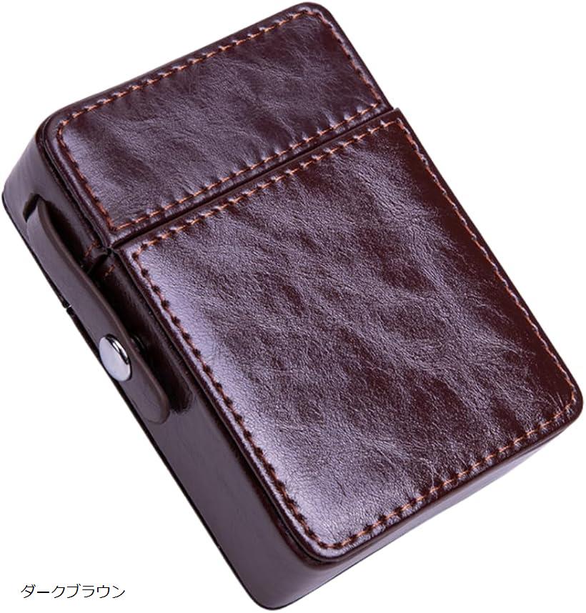 タバコケース シガレット シガー ポーチ PUレザー メンズ おしゃれ ダークブラウン
