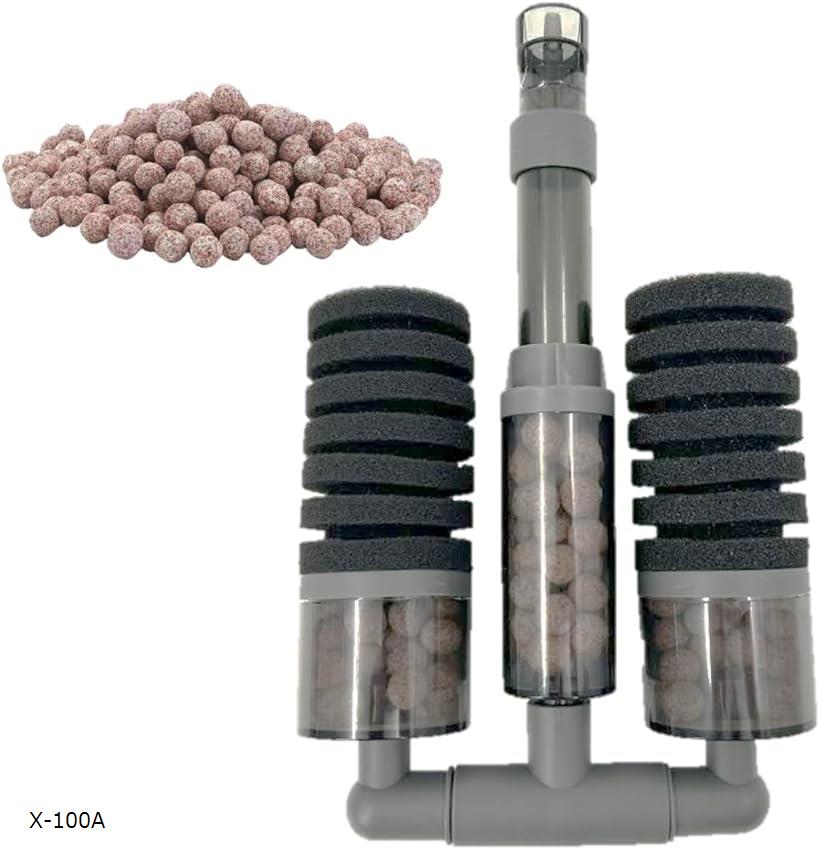 増量版 バイオスポンジフィルター 多孔質 ろ材入り 簡単設置 アクアリウム 水槽 ろ過 バクテリア 熱帯魚 金魚 メダカ エビ X-100A