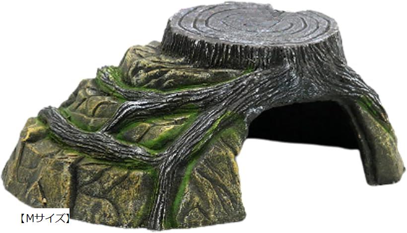 シェルター 切り株 浮き島 爬虫類 両生類 カメ レオパ 日光浴 隠れ家 水槽 陸地 足場 テラリウム Sサイズ Lサイズ 「Mサイズ」