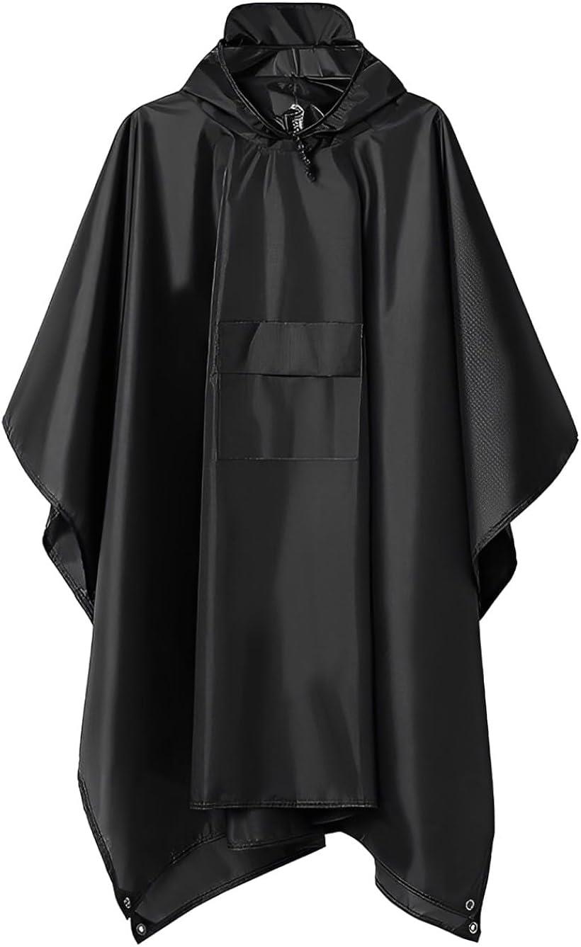 アスペルシオ アウトドア レインポンチョ 3way レインコート 薄型 収納バッグ付き コンパクト 雨具 メンズ 軽量 防水 カッパ リュック対応 マット テント バイク 簡易 スミクロ Free Size