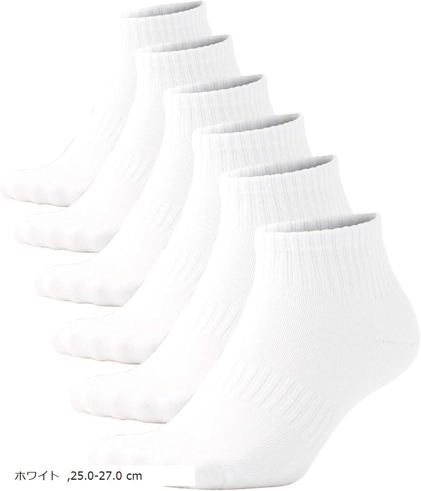 靴下 メンズ スポーツ ソックス スクールソックス ショート 学生 6足セット ブラック 27.0- ...