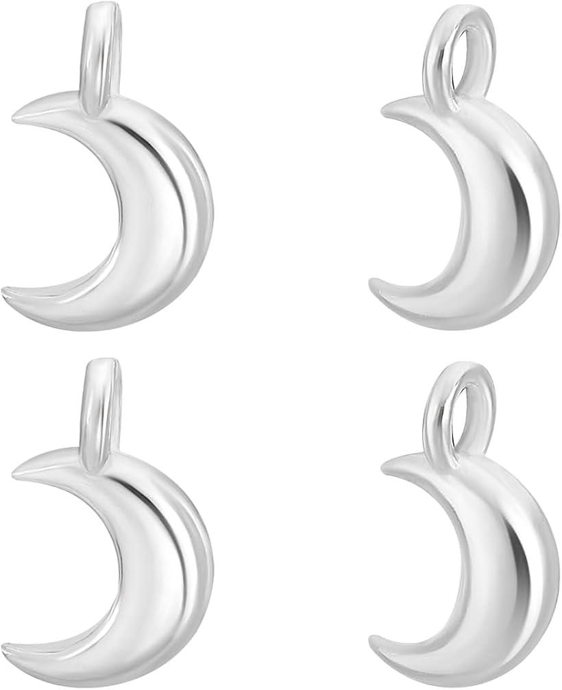 4個 S925銀 月型チャーム 銀製 月型ペンダント 月型スターリングシルバーペンダント 手作りペンダント ネックレス ジュエリー ブレスレット ハンドメイド材料