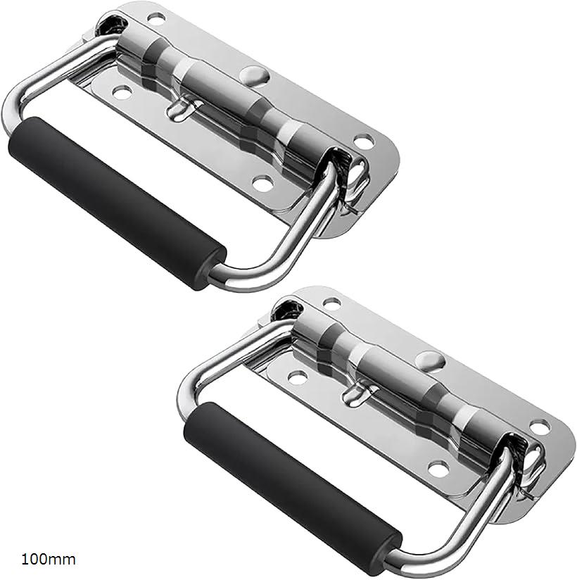 取っ手 引手 重量物 取手 ゴム握り ハンドル 持ち手 後付け スプリング付 ステンレス鋼 クランク取っ手..