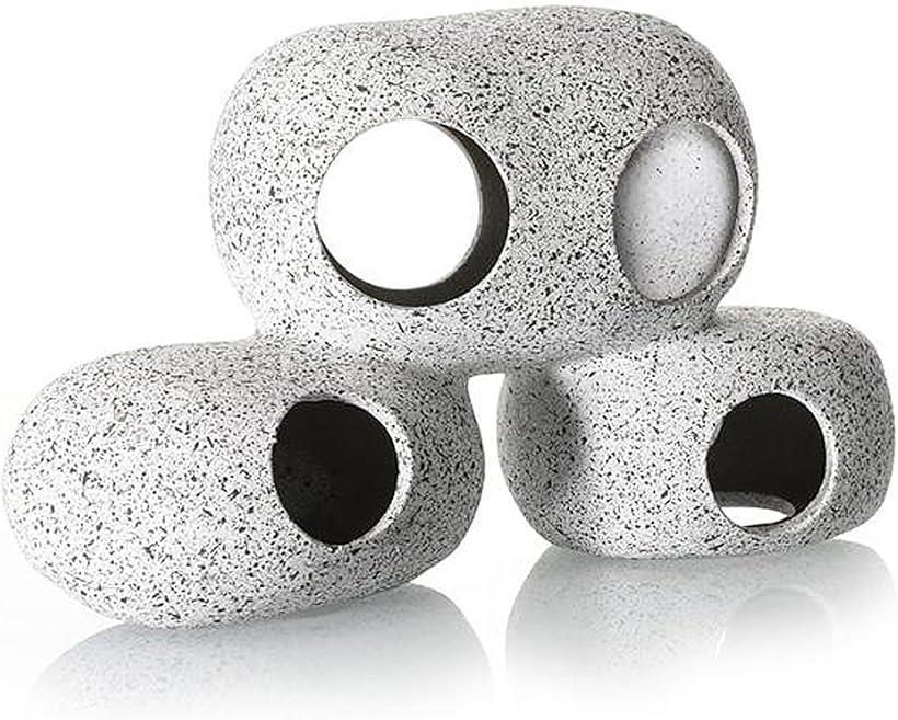 水槽 オブジェ 隠れ家 石 岩 アクアリウム 置物 シェルター オーナメント エビ メダカ 中 16.5cmx10cm