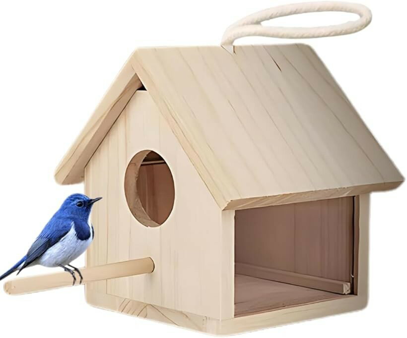 鳥小屋 鳥かご 巣箱 屋外 木製 バードハウス 野鳥 観察 吊り下げ