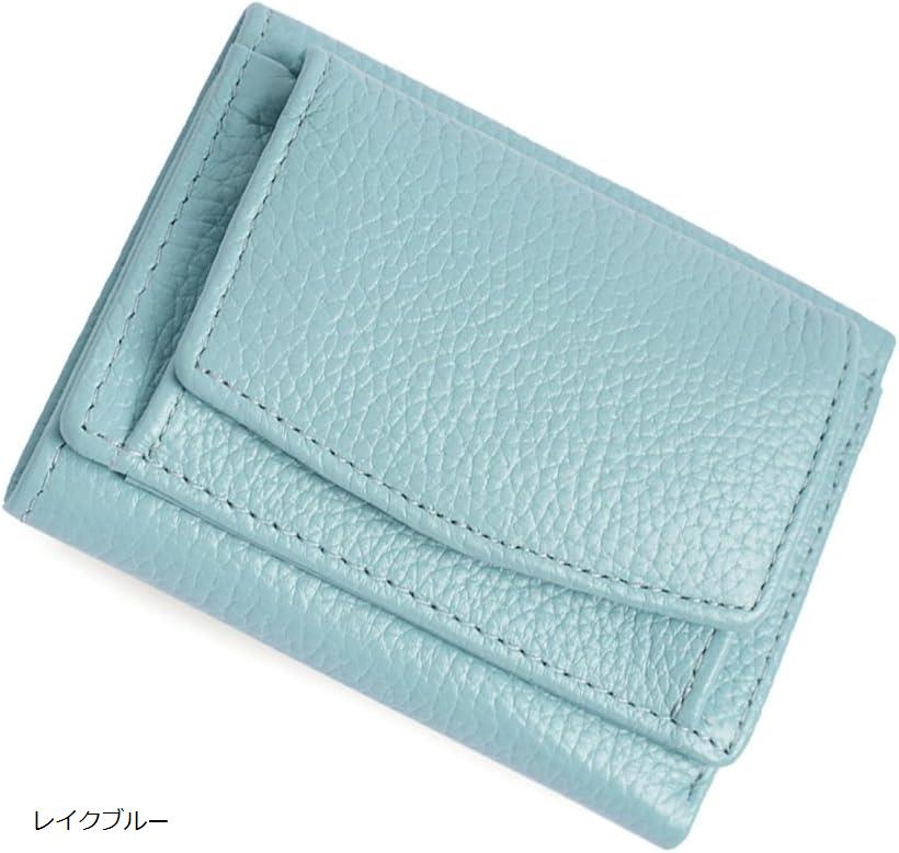 三つ折り財布 レディース メンズ 本革 ミニ財布 ミニウォレット 小銭入れ付き 薄型 軽量 コンパクト かわいい 使いやすい スキミング防止 ギフト用 レイクブ...