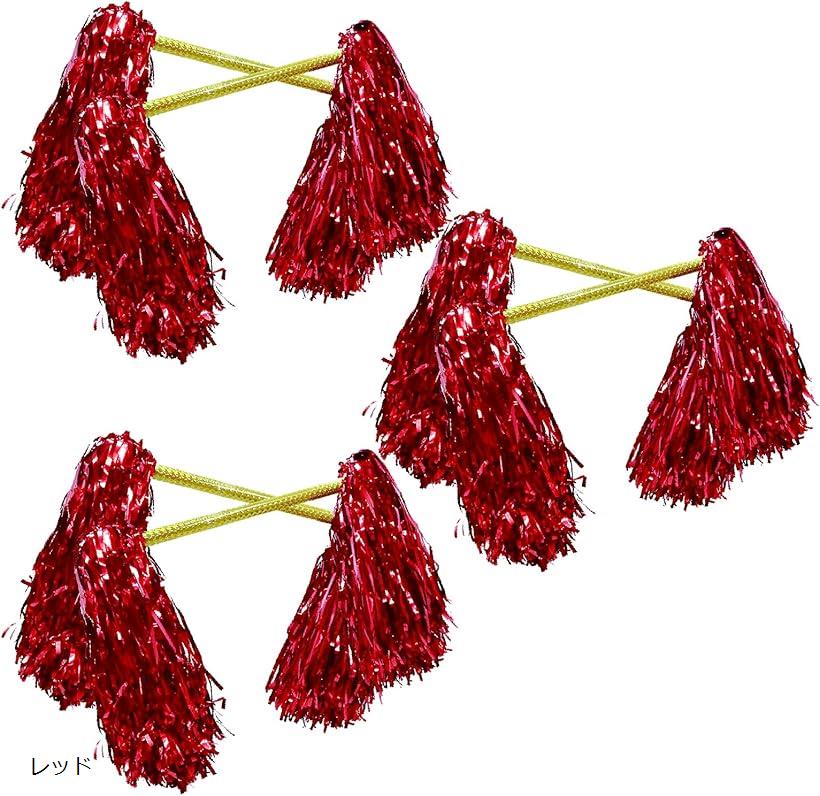 チアポンポンバトン 6本セット 応援バトン キッズダンス 発表会 軽量s ゴールド ブルー レッド(4.0)