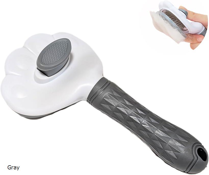 ペット用ブラシ 抜け毛取り マッサージ ソフトピン 猫 犬 長毛短毛対応 ブラッシング 毛玉予防 肌にやさしい お手入れ簡単 肉球 Blue Pink Gray