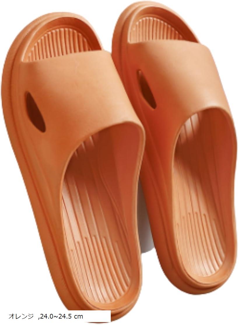 レディース ファッションサンダル バススリッパ ビーチサンダル トイレ お風呂 掃除 旅行 シンプル 軽量 ウォーキング 通気 ベランダ cm 23.0～23.5 オレンジ 24.0～24.5 cm