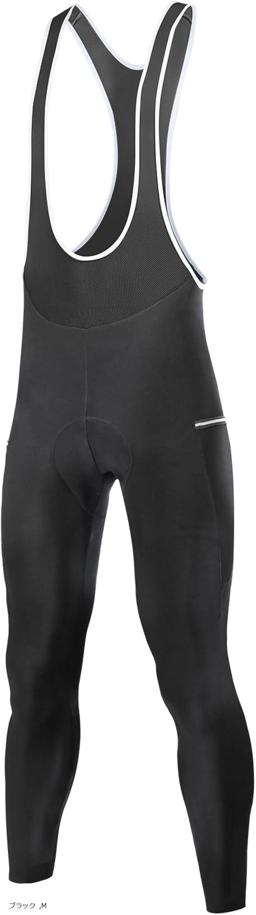 メンズ サイクルパンツ ビブパンツ 裏起毛 ロング サイクルウェア サイクルタイツ パッド 防寒 防風 自転車パンツ ホワイト XL 2XL L ブラック M