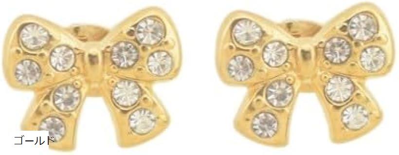 ピアス リボン 小さめ 可愛い CZ ダイヤ 2つ入り レディース トレンド プチプラ 人気アクセサリー ゴールド