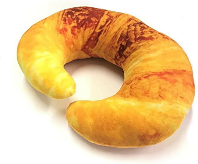 旅游用品 - サク タスケ リアル 首枕 おもしろ ネックピロー 3D 座椅子 クッション お昼寝 ふわふわ クロワッサン (ふわふわ クロワッサン)