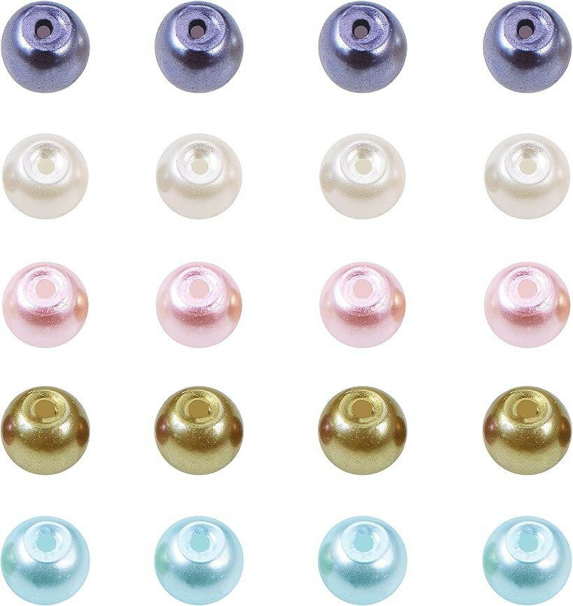PandaHall 約400個セット ガラスパール 直径4mm Mix ビーズ (混合色4)