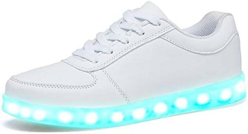 ナイト ラン メンズ レディース キッズ LED スニーカー 7色+4パターン発光 11通り USB 充電式 46 28.5-29cm ホワイト (ホワイト, 28.5～29.0 cm)
