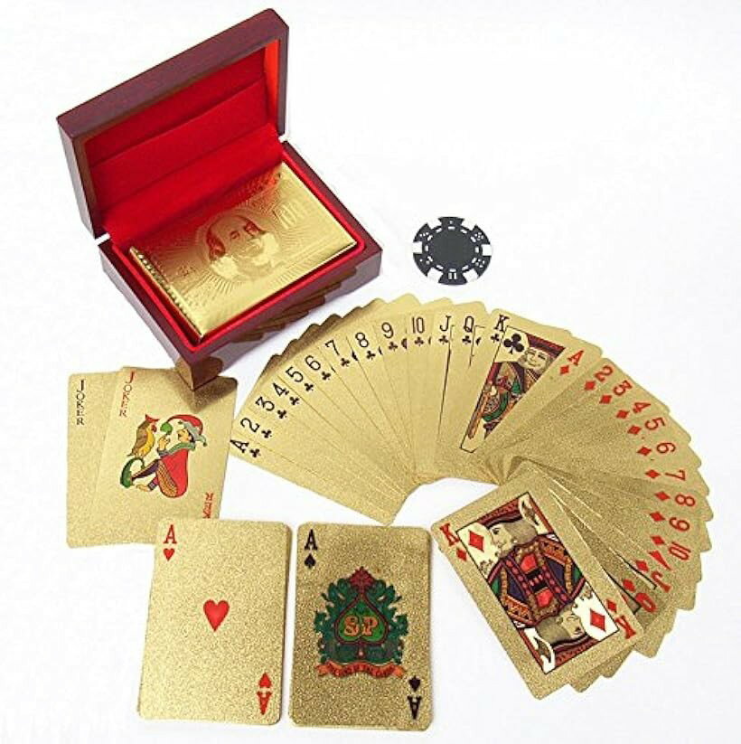 Card Games - トランプ ゴールド プラスチック 専用ケース付 金 GOLD 100ドル札 (GOLD 100ドル札)