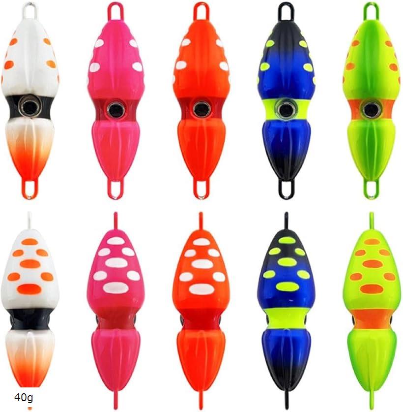 5点 セット オモック イカ型 夜光 発光 タイラバ ジグ 釣り 60g 80g 100g 120g 40g