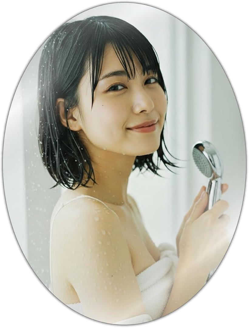 専門家監修/クリアな映像 浴室鏡 お風呂鏡 粘着シール式 くもりにくい オーバル 歪み軽減モデル