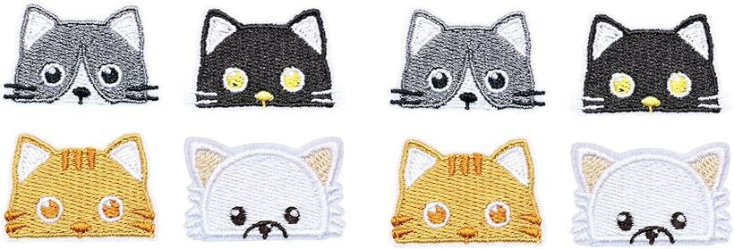 Rakuten - ワッペン 猫 刺繍パッチ 8枚 かわいい アイロンで簡単接着 洋服 バッグ 帽子 DIY用 ハンドメイド リメイクに最適 手芸用