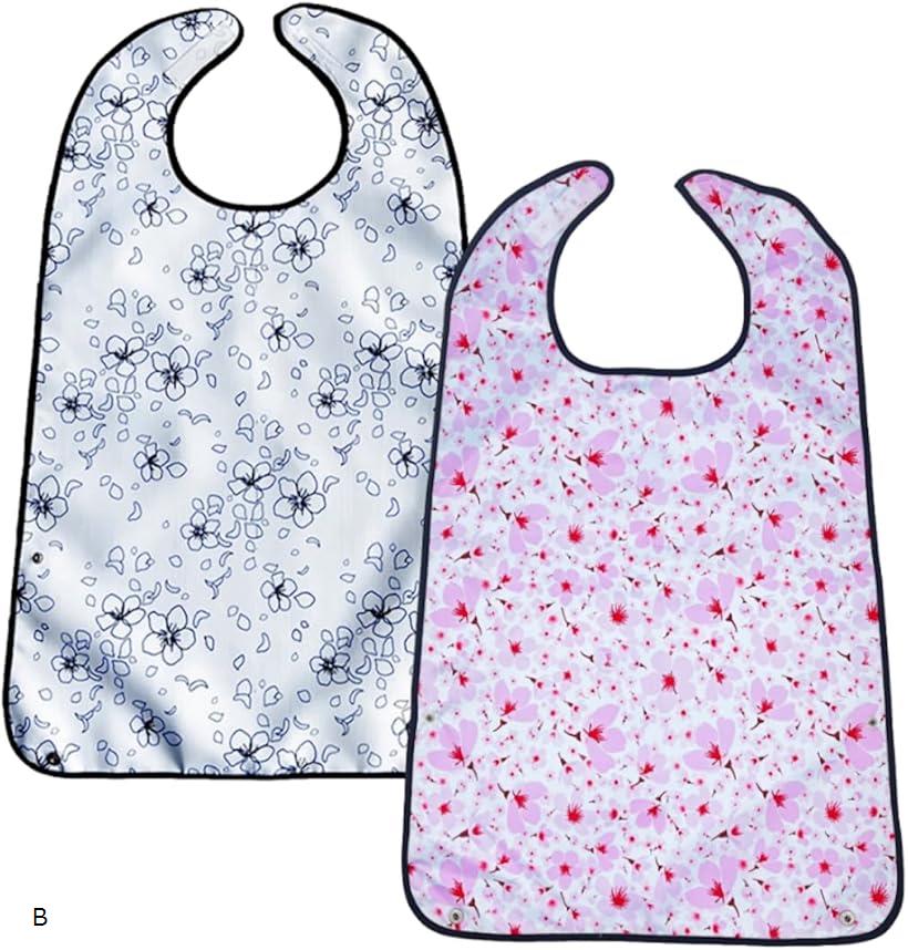 【楽天ランキング1位入賞】食事エプロン おしゃれ 華やか 2枚セット 大人 介護用 食事用 前掛け スタイ ビブ 防水 高齢者 入院 お年寄り B